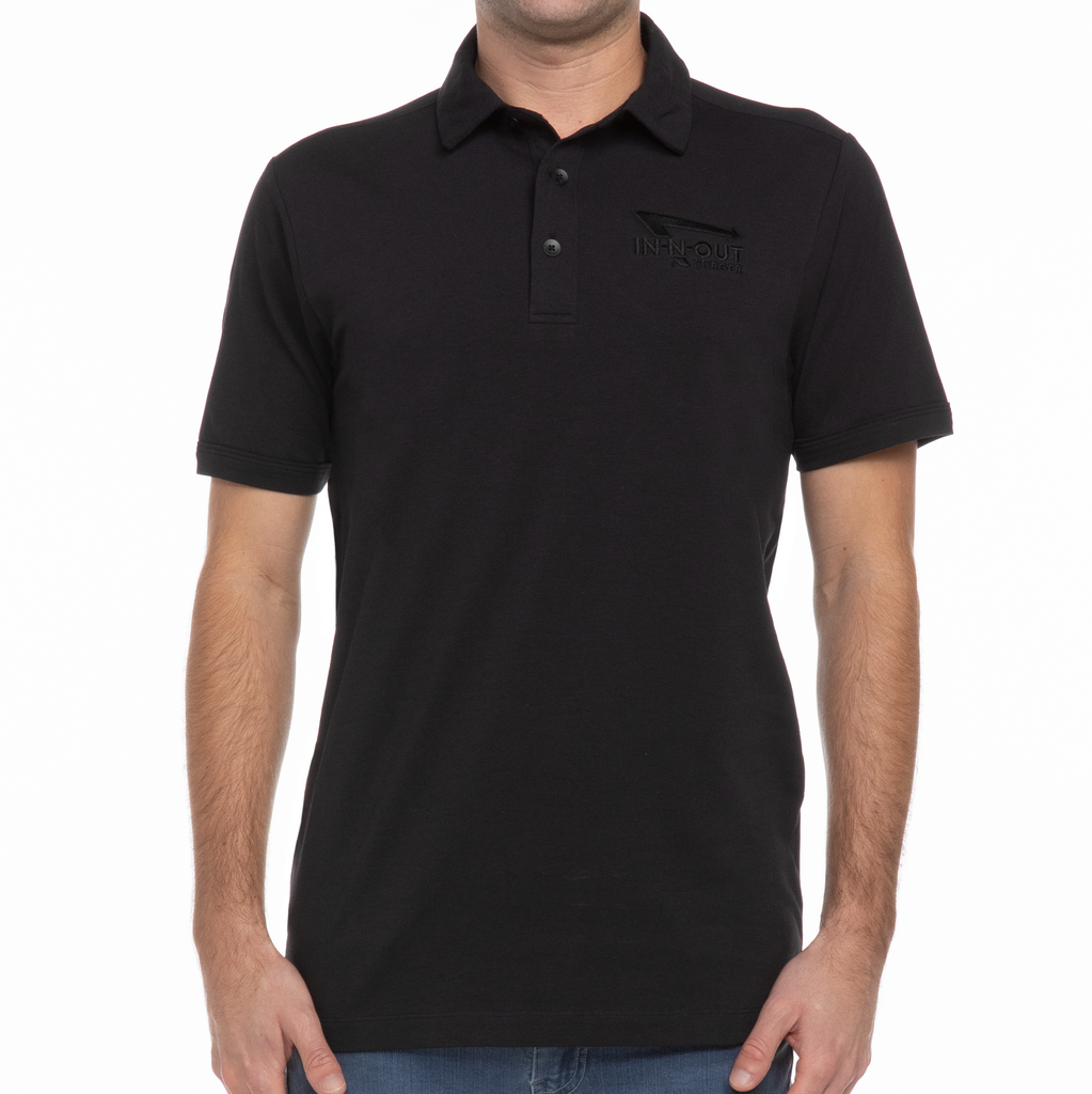 front of Men's Black Performance Polo