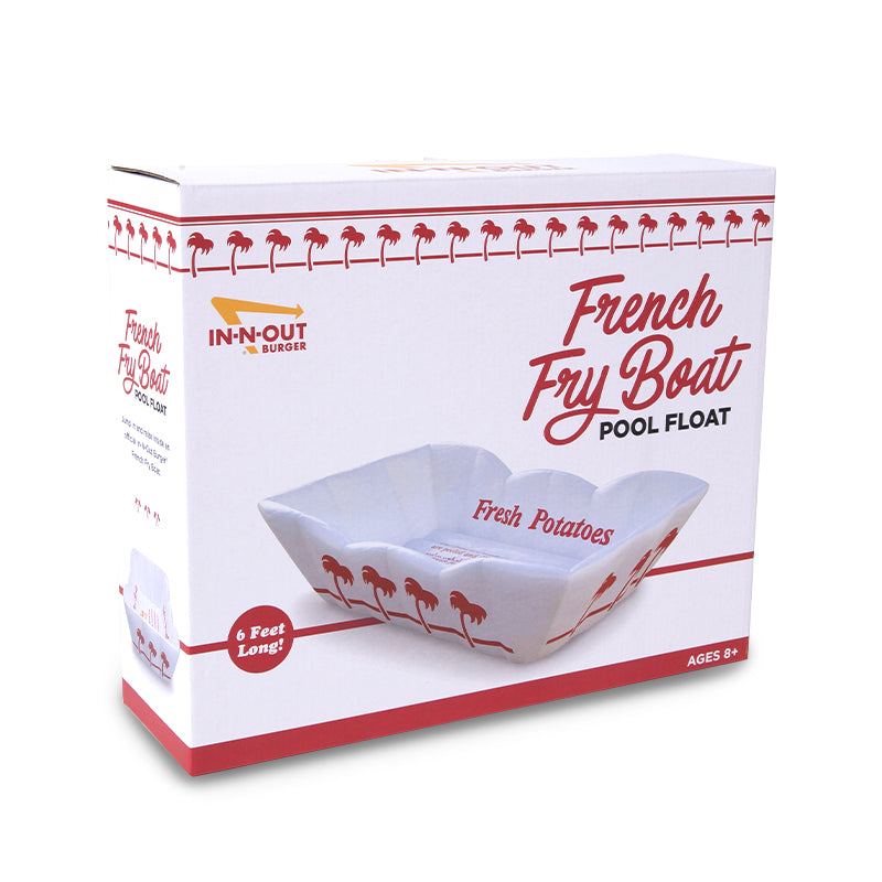 fry boat pool float front of box