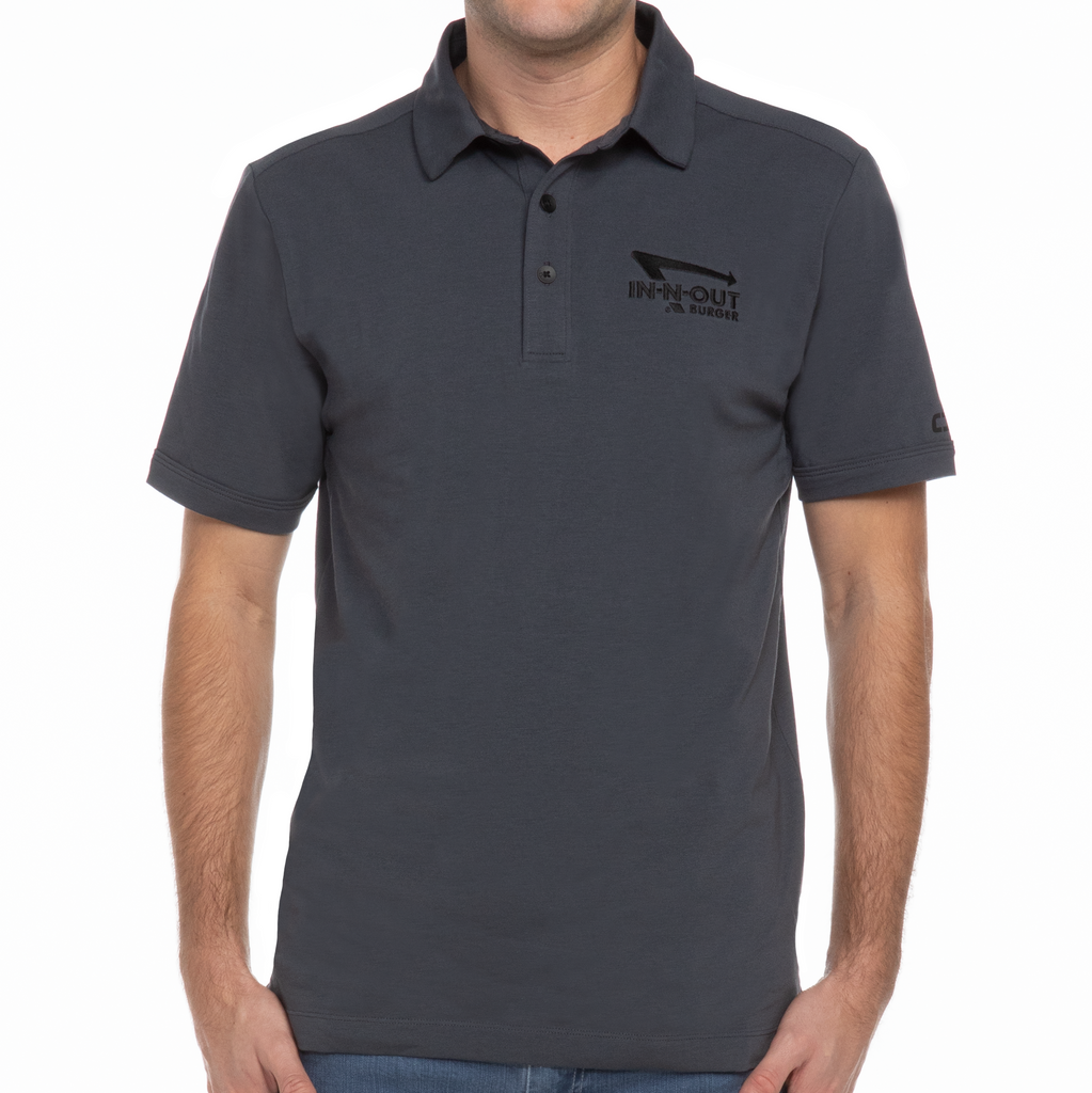 front of Men's Grey Performance Polo