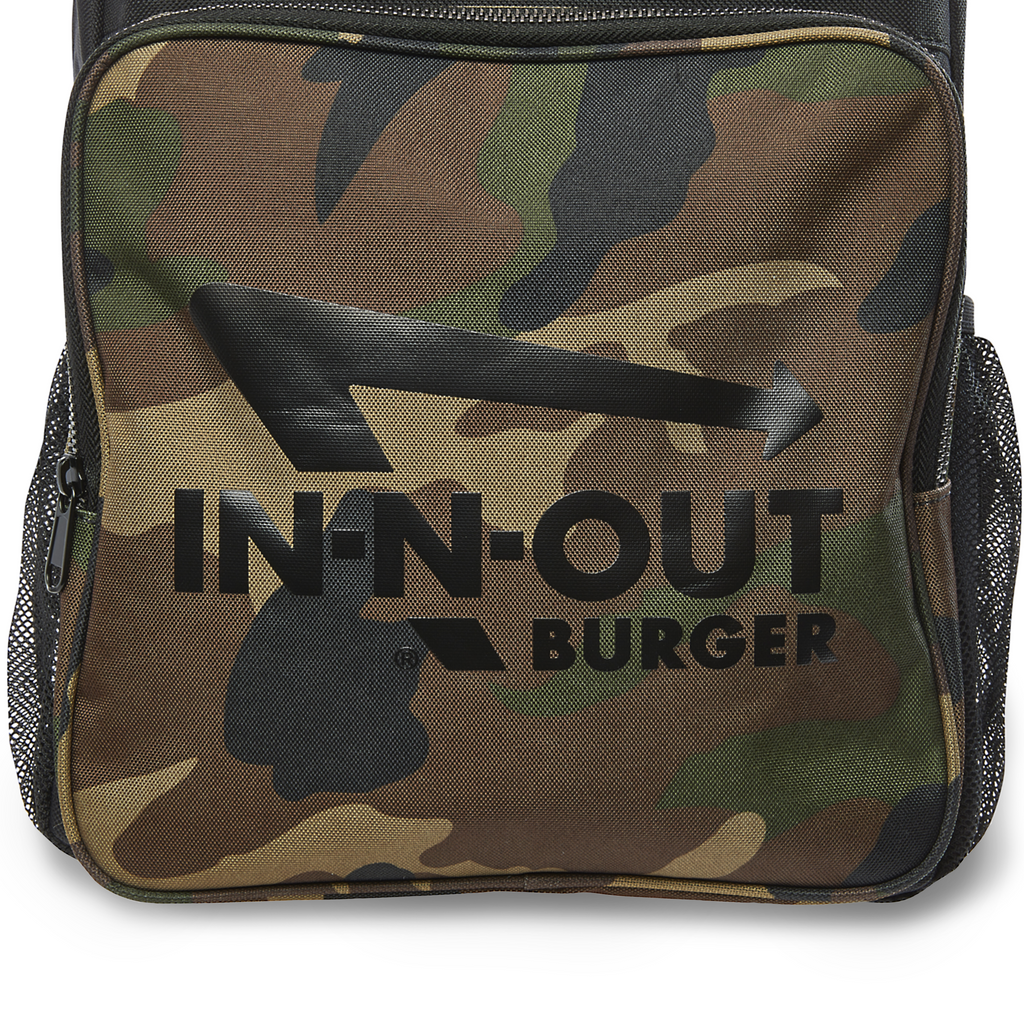 camo backpack front pocket