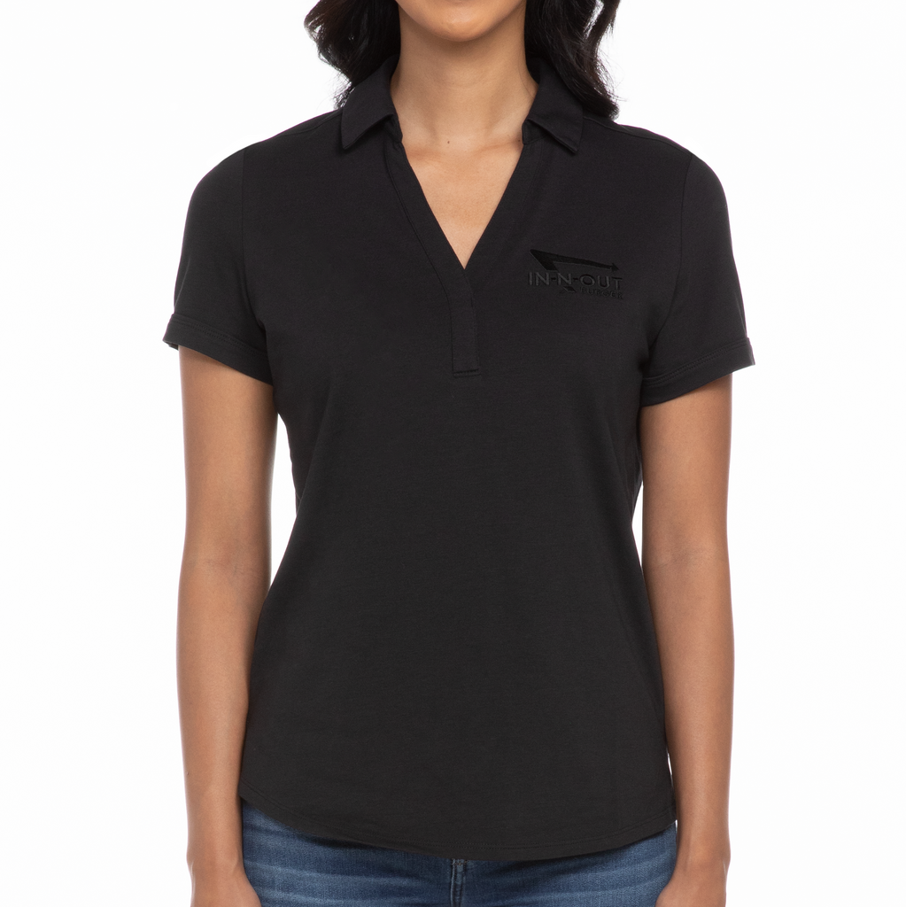 front of Women's Black Performance Polo