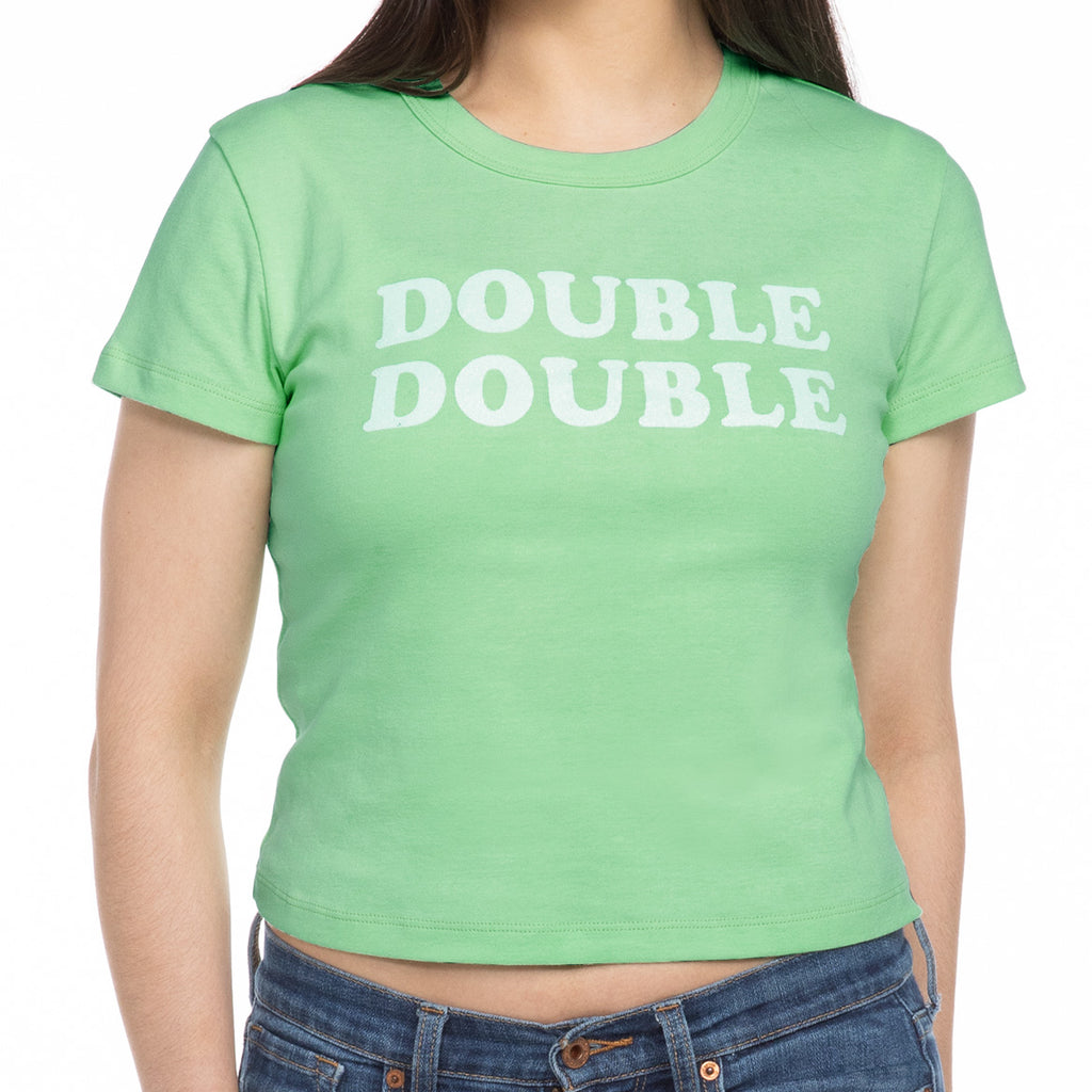 front of MINT CROPPED DOUBLE DOUBLE TEE